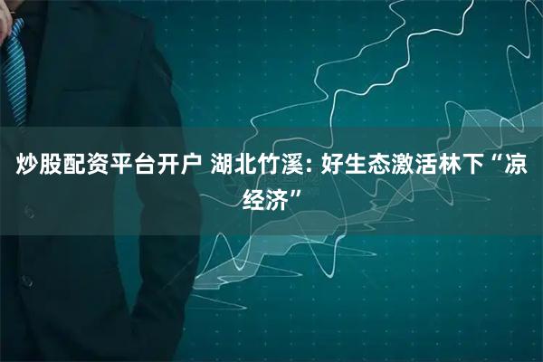 炒股配资平台开户 湖北竹溪: 好生态激活林下“凉经济”