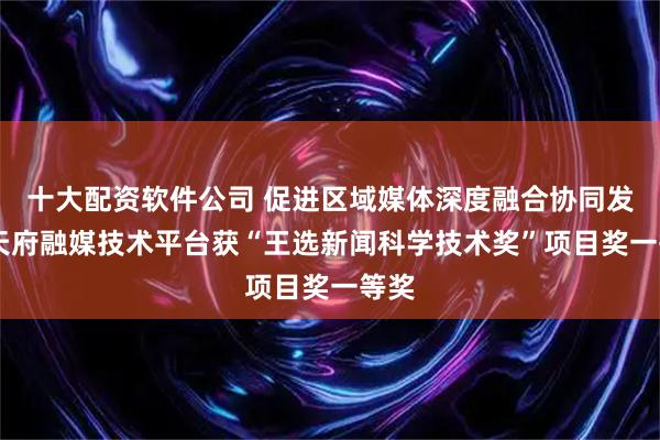 十大配资软件公司 促进区域媒体深度融合协同发展 天府融媒技术平台获“王选新闻科学技术奖”项目奖一等奖